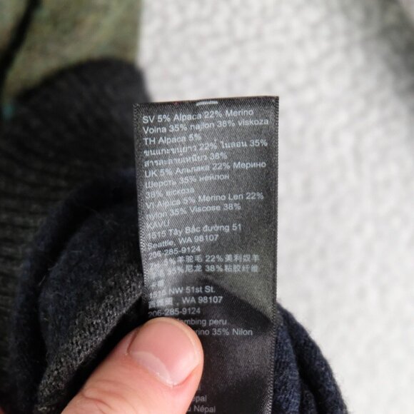 Kavu Sweater Womens Small Blue Green Striped Alpaca Merino Wool Crew Lightweight - Picture 8 of 8